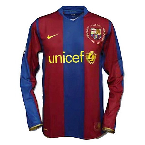 Maillot Football Barcelone Domicile ML Retro 2007 2008 Bleu Rouge